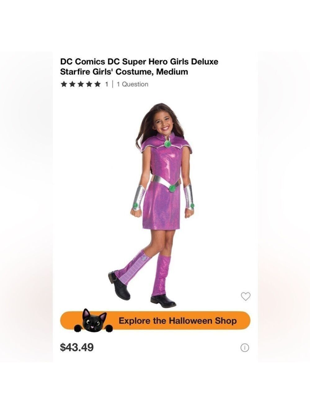DC Comics DC Superhero Deluxe Starfire Teen Titans Girls Costume Large 10-12 - Picture 10 of 11